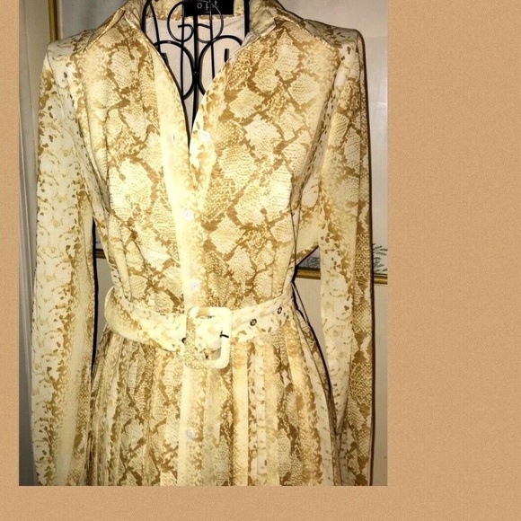 O.P.T SHIRT WAIST DRESS~PLEATED SKIRT~BELT~XS 4/6 - Picture 6 of 8